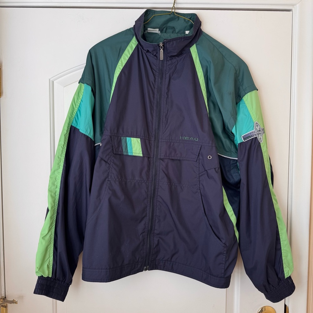Vintage Head Mens ‘Head Hard Head Court’ Green and Blue Full Zip Jacket Size XL